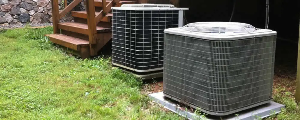 Heat pump installation and service units outside a home in San Jose, CA